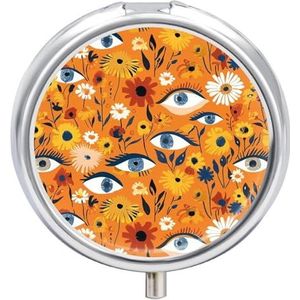 Met Gele Bloemen Pillendoos Ronde Draagbare Pil Organizer Waterdichte Dagelijkse Vitamine Houder Dozen Creatieve 3 Compartiment Geneeskunde Pil Case voor Portemonnee Of Pocket