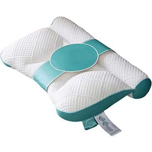 Nekkussens for pijnverlichting Slapende zijslaper, Cervicaal kussen for normaal gebruik en nekpijn, Verstelbare orthopedische kussenvulling met PE-slang, 2 delen Ergonomisch contourkussen(Green)