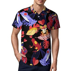 Tropische palmboom kikker heren golf poloshirt zomer korte mouw T-shirt casual sneldrogende T-shirts XL