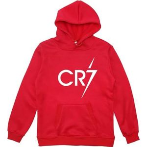 Tieners jongens atletische hoodies Cristiano Ronaldo trui met capuchon-CR7 casual sweatshirts met lange mouwen en zak / 170 (Color : Red, Size : XX-Small)
