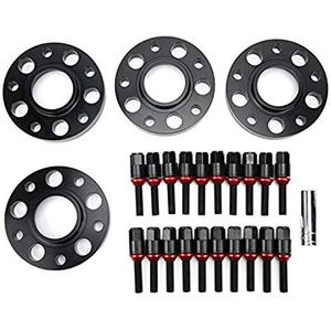 Auto Spoorverbreding 4 Stks Hub Centric Wiel Spacers Kit, Geschikt Voor 1 3 5 6 7 8 Serie Flens Wiel Spacers + 20 Stks Extended Lug Bouten + Sleeve Verspringende Kit(Zwart)
