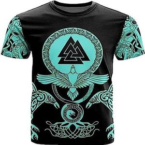 Heren Noorse Mythologie Raven Kompas T-shirt, 3D Printing Zomer Nieuwigheid Harajuku Ademend Cool Plus Size T-shirt, Geschikt voor reissporten.