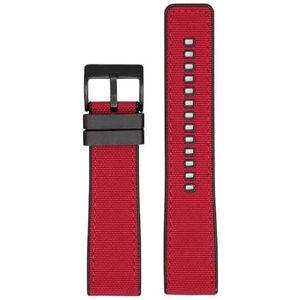 Geweven canvas rubberen band 20mm22mm 24mm snelsluiting waterdicht heren nylon sport vervangen armband horlogeband geschikt for Omega for Seiko (Color : Red black, Size : 22mm)