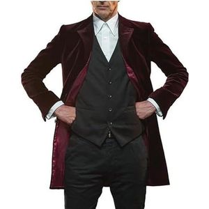 A&M Express Heren Dr Who Lange Wollen Kostuum Jas 12 Serie Fluwelen Trenchcoat Reiziger Katoenen Jas Collectie Voor Mannen, Kastanjebruin, XL