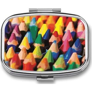 Kleurpotloden Pillendoosje Pil Organizer Pil Case 2 Compartiment Geneeskunde Pil Organizer Kleine Pil Case Pil Container Pillenhouder Leuke Pillendoos Mini Pillendoosje