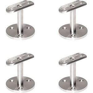 PRIOstahl - Leuninghouder - Roestvrij Staal - 4 x Trapleuning - 42,4 mm - Wandhouder met 3-gatbevestiging