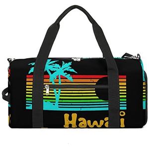 Jaren 80 Retro Vintage Hawaii Reizen Gym Tas met Schoenen Compartiment En Natte Zak Grappige Tote Bag Duffel Bag voor Sport Zwemmen Yoga
