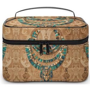 Cosmetische tas draagbaar brokaat patroon in geel en grijs toilettas grote capaciteit reizen make-up tas schoonheid make-up organizer voor full-size shampoo conditioner borstels set make-up