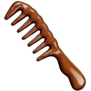 1 houten kam, natuurlijke krullenkam, natuurlijke krullen, kam van hout, haarkam om te ontwarren, brede tand grove kam voor krullen en lang haar, houten kam sandelhout kam antistatisch, handgemaakte