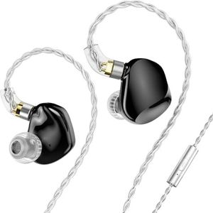 TRN VX Pro+ 1DD+8BA vlaggenschip hifi-oortelefoon met microfoon, 2-pins afneembare kabel en audio met hoge resolutie (3,5 mm jack/parelzwart)