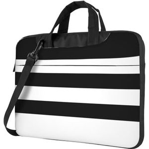 SSIMOO Game Controller Stijlvolle en lichtgewicht laptop messenger tas, handtas, aktetas, perfect voor zakenreizen, Strepen Zwart Wit, 14 inch
