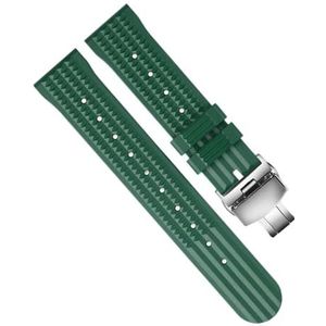 INSTR Siliconen horlogeband voor S-eiko 007 gear S2 S3 voor Hua wei watch2 pro polsband Sport Duikhorloge Band Pols riem (Color : Green folding silver, Size : 20mm)