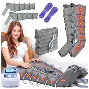 Compressiemassageapparaat voor Benen - Professioneel Spierherstel (Dijen, Armen, Rug) met Timer - Elektrische Bloedcirculatieverbeteraar - Grijs