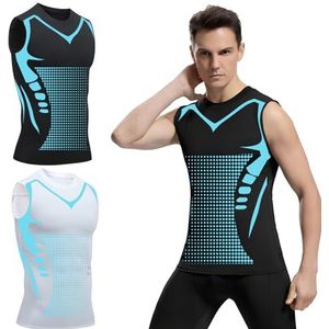 2025 Nieuwe versie Ionic Shaping Vest, 2 stuks Ionic Shaping Heren Comfortabel en Ademend IJs-Zijde-Stof voor Mannen, zwart-wit, XXL