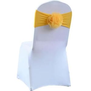 Elastisch Grenadi Lint Strik Bloem Stoel Knoop Cover Rugsjerpen for Hotel Banket Bruiloft Evenement Decoratie(Yellow)