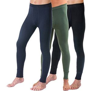 HERMKO 3540 lange onderbroeken voor heren, met gulp, verpakking van 3 stuks, verschillende kleuren, biologisch katoen, mix s/m/o, L