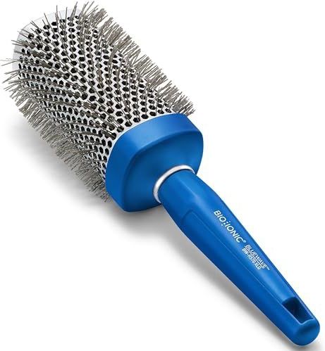Bio Ionic BlueWave Round Brush X-Large,NanoIonic Conditioning Brush,Crimped bristles for added tension, Soft Touch, Easy Grip Handle