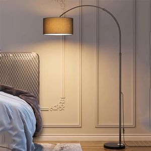 booglamp Slaapkamer stoffen lampenkap vloerlamp Vissen staande lamp in hoogte verstelbare hoge lamp Marmeren voet Woonkamer verticale lamp staande lamp