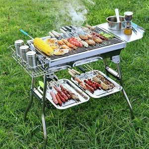Draagbare barbecue for 4-6 personen BBQ-grill, houtskoolbarbecue for kamperen buiten tuingrill BBQ-gebruiksvoorwerp 48X35x57 cm