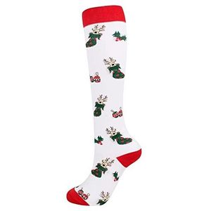 De mannen en vrouwen hebben skilaarzen sokken Veelkleurige kerstkousen over de knie for dames(L)