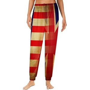 Britse Amerikaanse vlag dames pyjama lounge broek elastische tailleband nachtkleding broek print