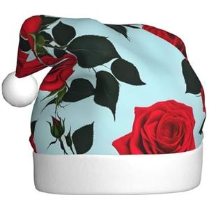 SSIMOO Rode roos pluche kerstmuts voor volwassenen, feestelijke feesthoed, ideaal feestaccessoire voor bijeenkomsten