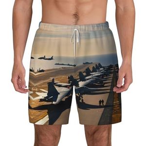 YJxoZH Vliegtuigen Fighter Jets Print Heren Zwembroek Board Shorts Surfen Elastische Strand Shorts,Sneldrogende Zwemshorts, Wit, 3XL