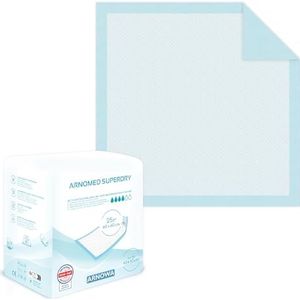75x ARNOMED incontinentie onderlegger wegwerp licht, absorberende onderlegger 60x60cm, baby aankleedkussen wegwerp, 5-laags cellulose onderlegger bed voor incontinentie, bed onderleggers wegwerp