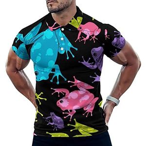 Gekleurde Kikkers Toevallige Poloshirts Voor Mannen Slim Fit Korte Mouw T-shirt Sneldrogende Golf Tops Tees XL