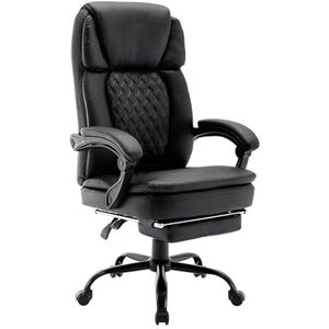 Bureaustoel Pu lederen bureaustoel Verstelbare hoek (90-165 °) Ligstoel met intrekbare voetsteun Bureaustoelen