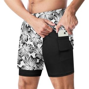 Zwarte Bloemen Patroon Grappige Zwembroek Met Compressie Liner & Pocket Voor Mannen Board Zwemmen Sport Shorts