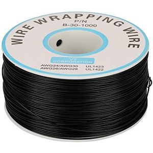 1Roll Electric Cable, Wire-Wrapping Single koperdraad 30 AWG kabel 0,25 mm kerndiameter (zwart)