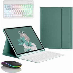 Toetsenbordhoes voor Samsung Galaxy Tab S11 Ultra 14,6"" 2025 (SM-X930/X936B), Magnetisch Afneembaar Draadloos Toetsenbord Met Achtergrondverlichting en Bluetooth-muis,Dark green
