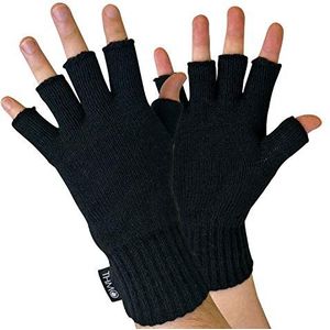 Accessoryo Heren zwart Thinsulate isolatie 40 gram vingerloze modieuze handschoenen verkrijgbaar in verschillende maten, zwart, L/XL