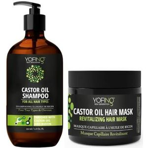 Ricinusolie shampoo & masker met biotine, dode zee, mineralen, voorkomen haaruitval en versnellen de haargroei