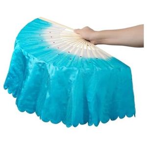 Danswaaier, zijden waaiers, Buikdansjurk for vrouwen van bamboe, imitatiezijde, 51 cm, veelkleurig(Blu)