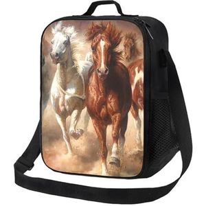 EgoMed Lunchtas, Duurzame Geïsoleerde Lunchbox Herbruikbare Tote Bag Koeltas voor Werk SchoolNative American Indian Horses