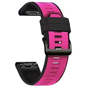 Jeniko Snel compatibel met riem compatibel met Garmin Epix Sport Smart Watch Band 22mm Silicone Watchband Compatibel met Garmin MARQ/Nadering S62 / Fenix5 6 7 armband(Pink black,For Fenix 6)