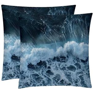 Balg zee golven afbeelding set van 2 gepersonaliseerde decoratieve kussensloop kussensloop kussensloop