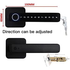 Slim slot Smart Fingerprint Deurslot Handvat for Thuis Huis Appartement Met Sleutelkaart Digitaal Deurslot Toetsenbord Keyless Entry elektronisch slot(T10black)