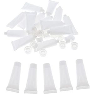 20x 10ml Lege Plastic Buizen Flessen voor Body Lotion Crème Lip Gloss Wit, 6,5 x 3 cm