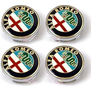 4 Stuks Auto Naafdoppen voor Alfa Romeo 60mm,Autowielcentrum Naafdoppen Wielnaafdoppen Naafdop Vervangende Auto Accessoires
