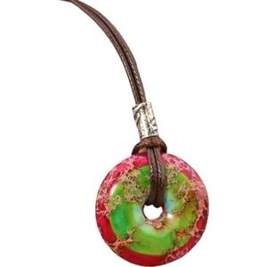 Crystal Pendant Necklace For Women Natural Amethyst Lapis Tiger Eye Stone Leather Necklace Fashion Jewelry (Color : Red Imperial)
