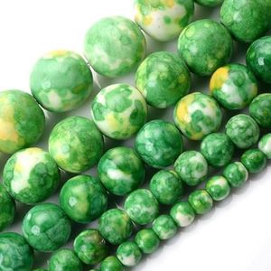 Natuurlijke Groene Steen Kralen Jades Kristal Turkoois Losse Spacer Kralen voor Sieraden Maken DIY Handgemaakte Armband Ketting 4-12mm-Groene Regen Kleurrijk-12mm ongeveer 30 kralen