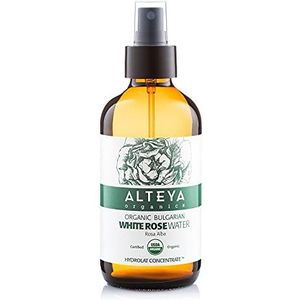 Alteya Organic Witte Roos Water Spray 240 ml Glazen Fles - 100% USDA Gecertificeerd Organisch Authentiek Puur Natuurijke Rosa Alba Bloem Water Gedestilleerd en Direct Verkocht door de Rozenkweker