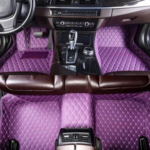 Automattenset Auto Vloermatten Voor Dodge Voor Challenger 2012-2020 Interieur Accessoires Lederen Tapijten Tapijten Voet Pads Automatten Set (Color : Paars)