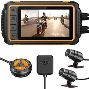 3,0-inch Motorfiets-dashcam, 1080P Dubbele Camera, EIS- En G-sensor, Wi-Fi, Bedrade Bediening, 150 ° Groothoek, GPS, Lusopname, Max. 256 GB