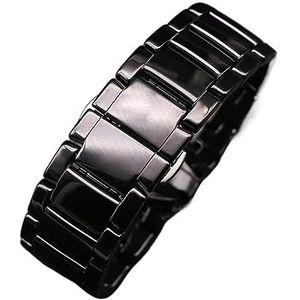 CBLDF 22 Mm 24 Mm Keramische Roestvrijstalen Band Compatibel Met Armani Watch Model AR1452 AR1451 Horlogeband Zwarte Matte Band Armbandaccessoires (Color : Polished black, Size : 24mmfor AR1451)
