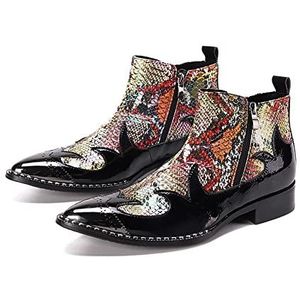 ZZveZZ Red Enkellaarzen Herfst En Winter Print Herenschoenen (Color : Multi-colored, Size : 38 EU)