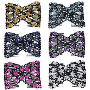 Ruihfas 6 Stks/pak Magic Vrouwen Gemakkelijk Stretch Haar Kam Twist Up Do Insert Kammen Bruids Haar Clips